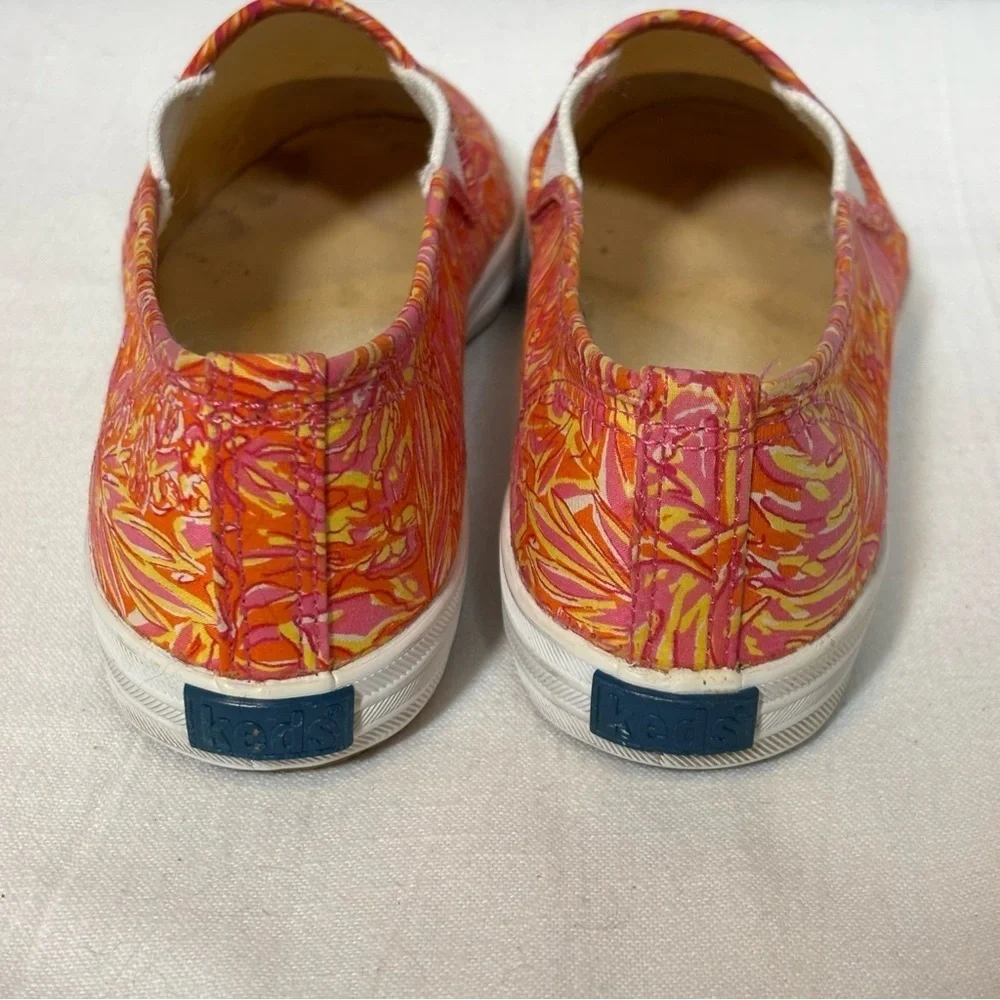 Keds x Lilly Pulitzer Loafer Slip-On Sneakers-Pink Orange Floral-Women Size 8.5
